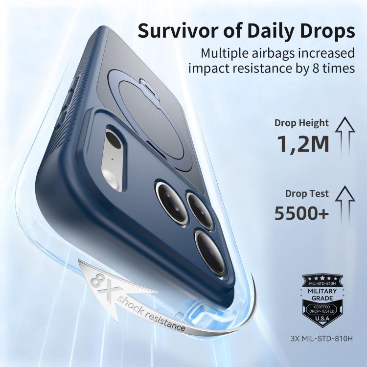 For iPhone 17 Pro Magnetic 360 Rotating Stand Airbag Shockproof Phone Case