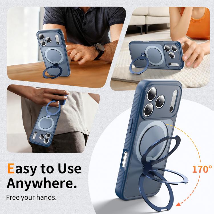 For iPhone 17 Pro Magnetic 360 Rotating Stand Airbag Shockproof Phone Case