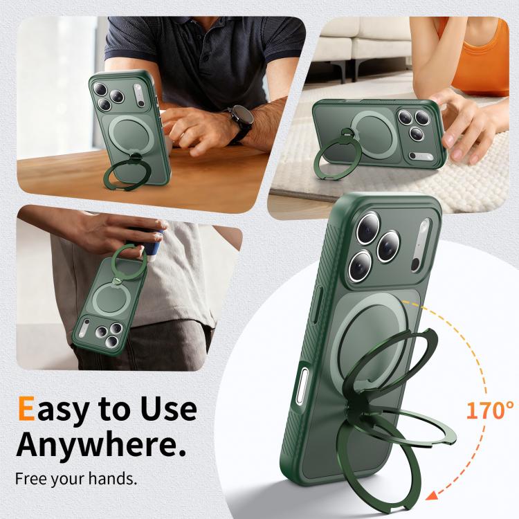 For iPhone 17 Pro Magnetic 360 Rotating Stand Airbag Shockproof Phone Case