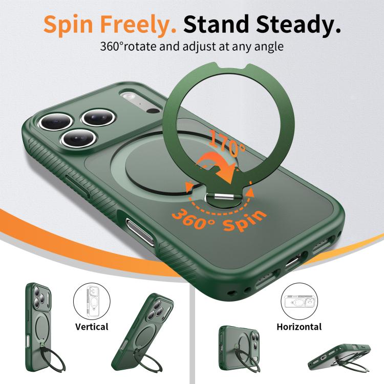For iPhone 17 Pro Magnetic 360 Rotating Stand Airbag Shockproof Phone Case