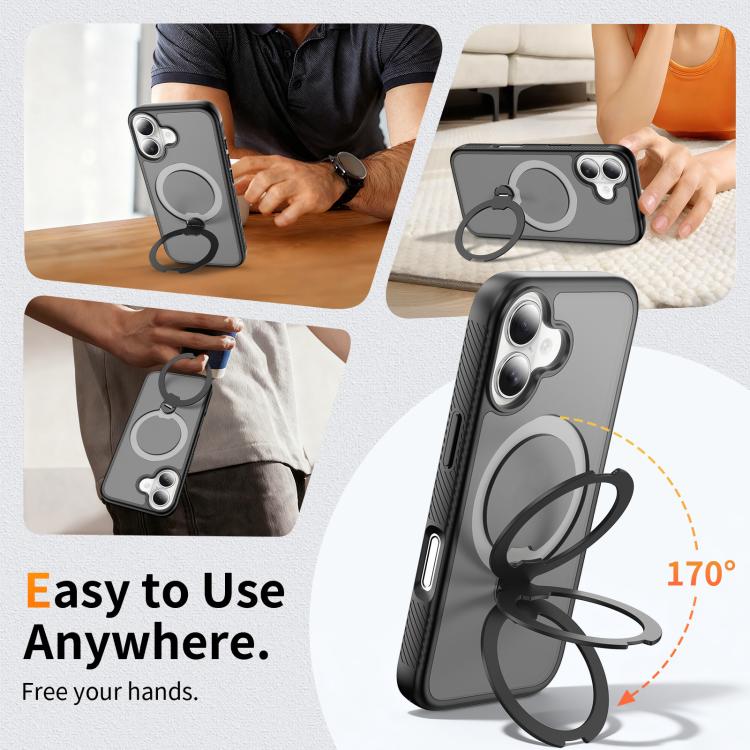 For iPhone 17 Magnetic 360 Rotating Stand Airbag Shockproof Phone Case