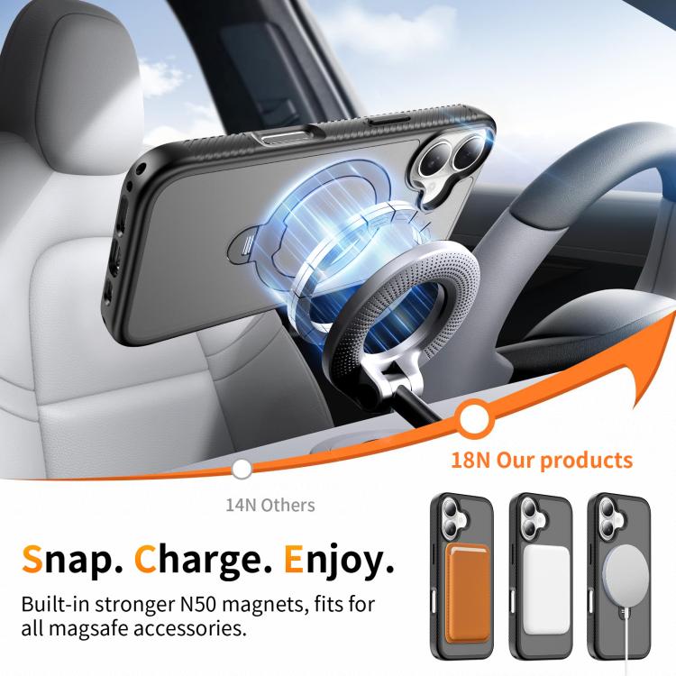 For iPhone 17 Magnetic 360 Rotating Stand Airbag Shockproof Phone Case
