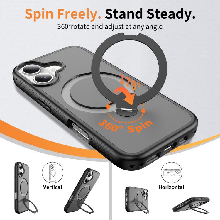 For iPhone 17 Magnetic 360 Rotating Stand Airbag Shockproof Phone Case