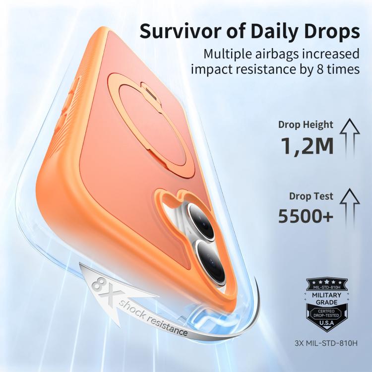 For iPhone 17 Magnetic 360 Rotating Stand Airbag Shockproof Phone Case