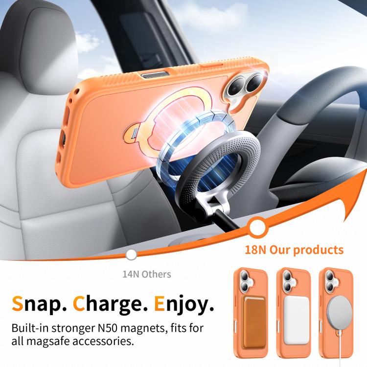 For iPhone 17 Magnetic 360 Rotating Stand Airbag Shockproof Phone Case