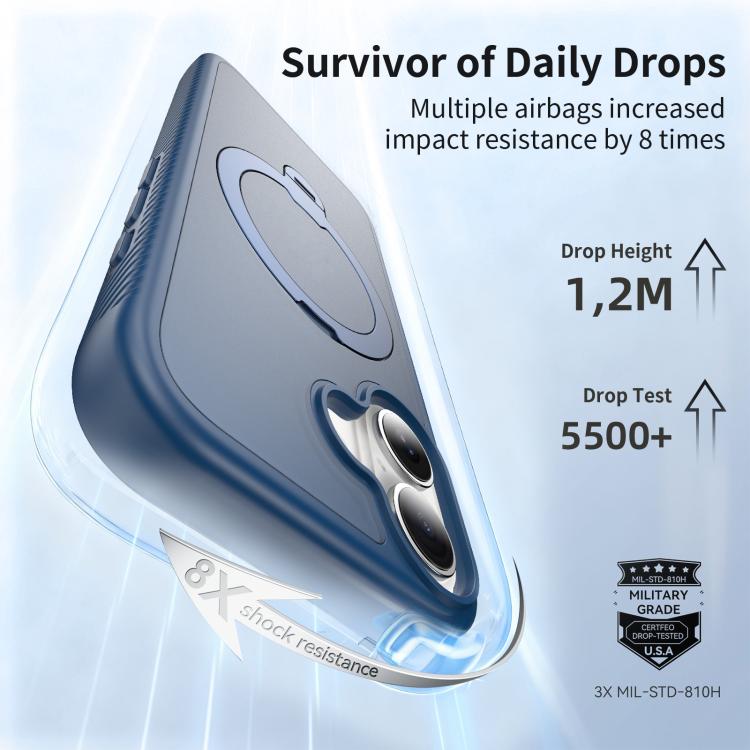 For iPhone 17 Magnetic 360 Rotating Stand Airbag Shockproof Phone Case