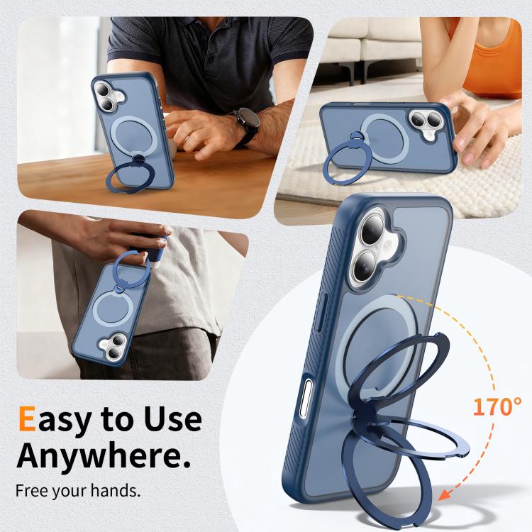 For iPhone 17 Magnetic 360 Rotating Stand Airbag Shockproof Phone Case