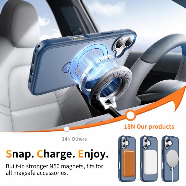 For iPhone 17 Magnetic 360 Rotating Stand Airbag Shockproof Phone Case