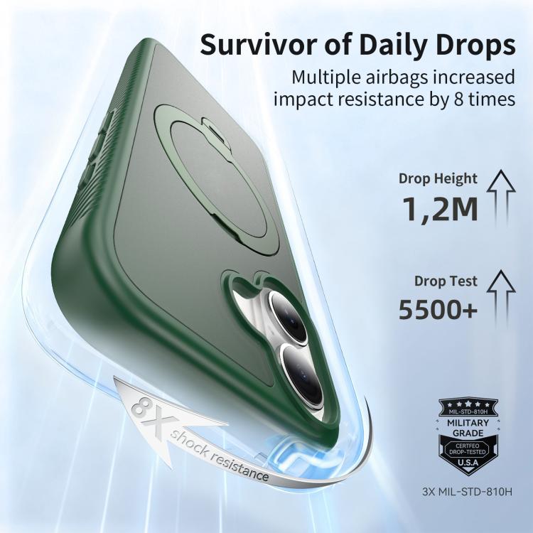 For iPhone 17 Magnetic 360 Rotating Stand Airbag Shockproof Phone Case