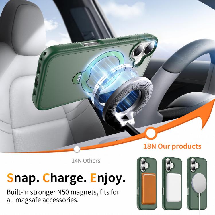 For iPhone 17 Magnetic 360 Rotating Stand Airbag Shockproof Phone Case