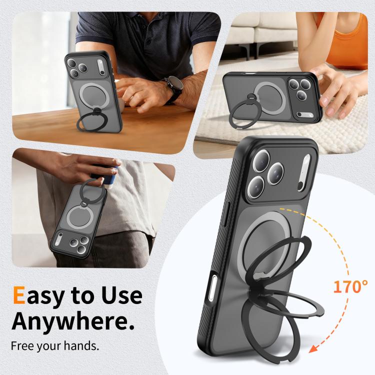 For iPhone 17 Pro Max Magnetic 360 Rotating Stand Airbag Shockproof Phone Case