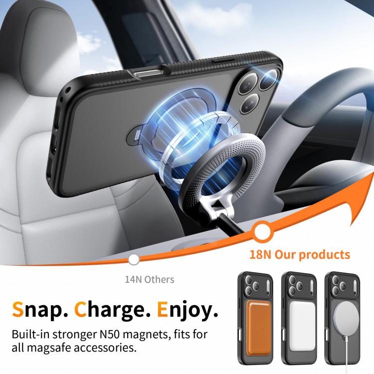 For iPhone 17 Pro Max Magnetic 360 Rotating Stand Airbag Shockproof Phone Case