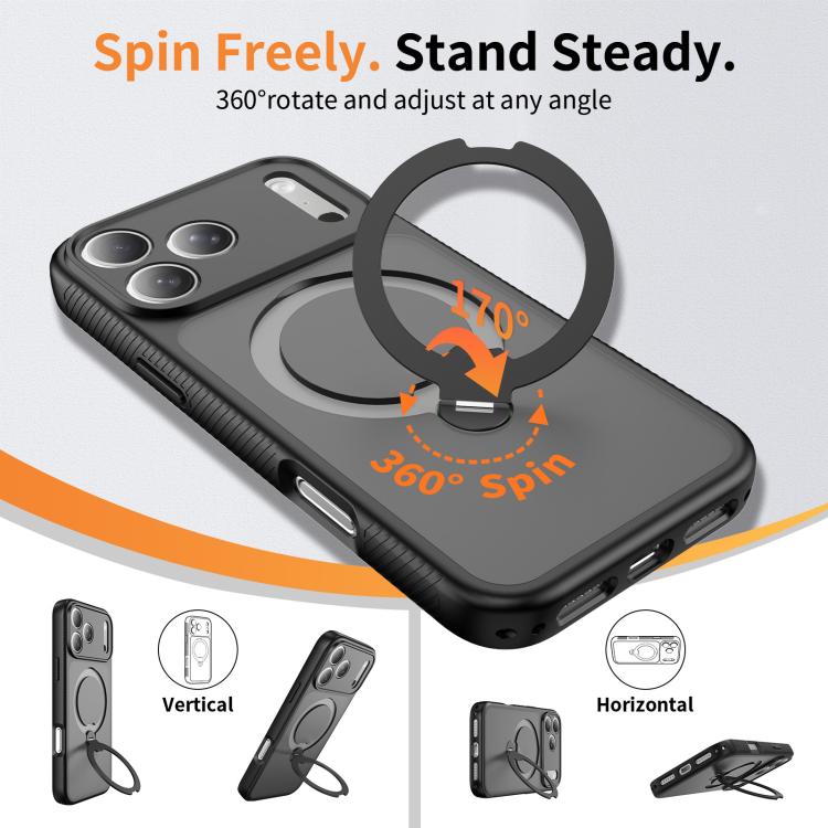 For iPhone 17 Pro Max Magnetic 360 Rotating Stand Airbag Shockproof Phone Case