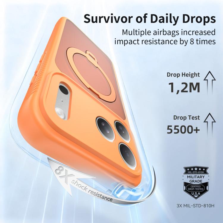 For iPhone 17 Pro Max Magnetic 360 Rotating Stand Airbag Shockproof Phone Case
