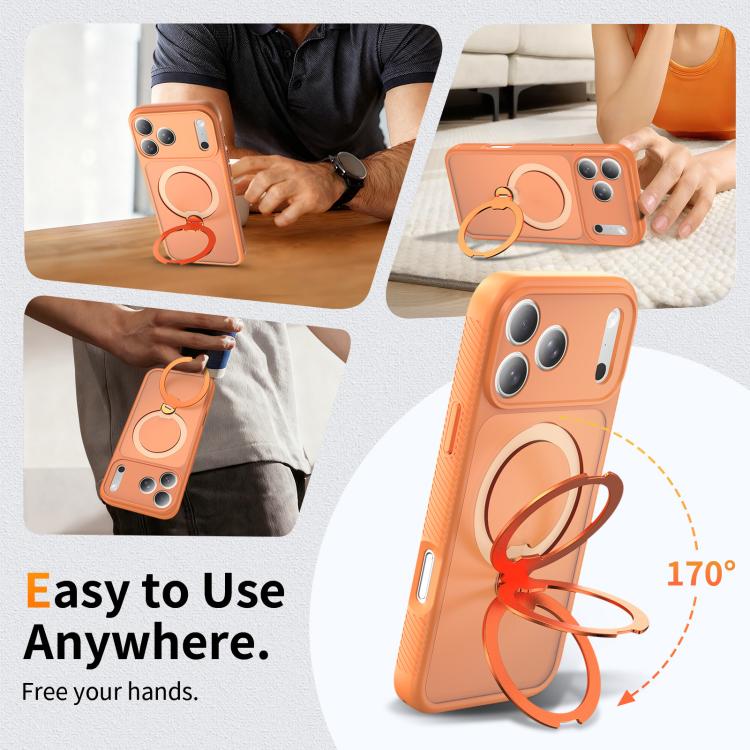 For iPhone 17 Pro Max Magnetic 360 Rotating Stand Airbag Shockproof Phone Case