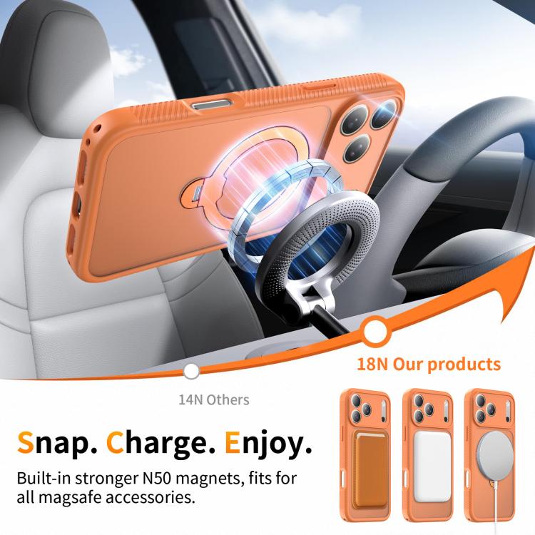 For iPhone 17 Pro Max Magnetic 360 Rotating Stand Airbag Shockproof Phone Case