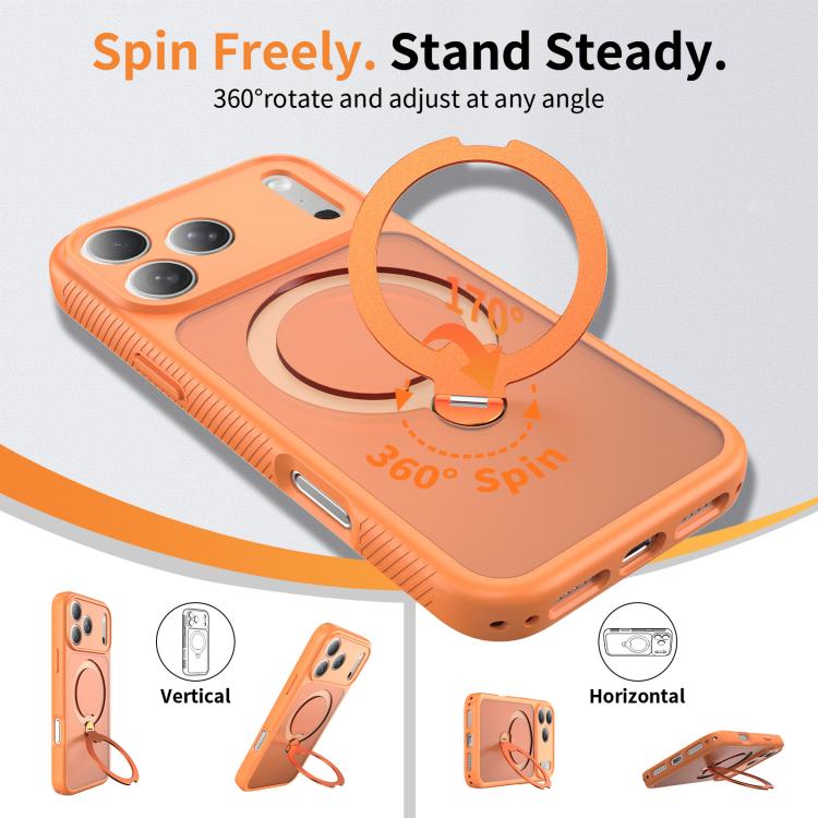For iPhone 17 Pro Max Magnetic 360 Rotating Stand Airbag Shockproof Phone Case