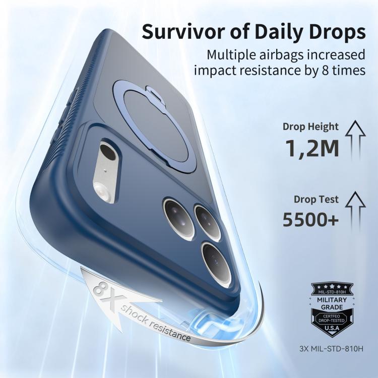 For iPhone 17 Pro Max Magnetic 360 Rotating Stand Airbag Shockproof Phone Case