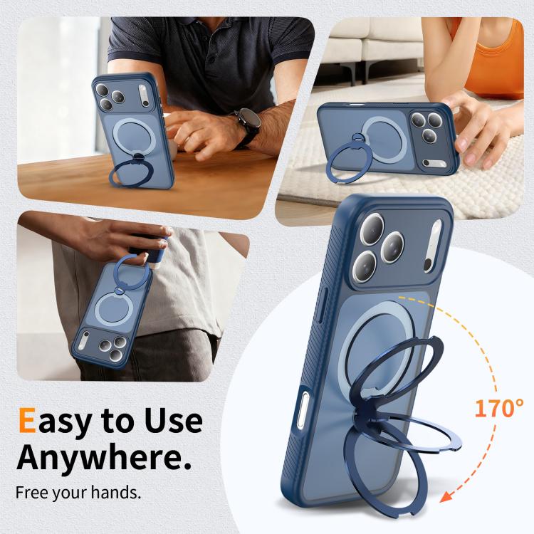 For iPhone 17 Pro Max Magnetic 360 Rotating Stand Airbag Shockproof Phone Case