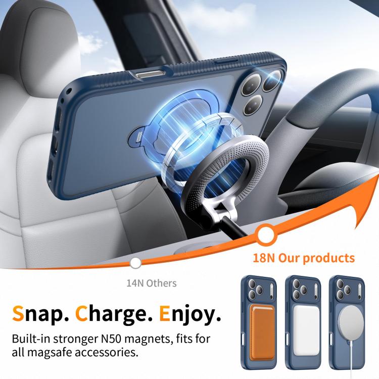 For iPhone 17 Pro Max Magnetic 360 Rotating Stand Airbag Shockproof Phone Case