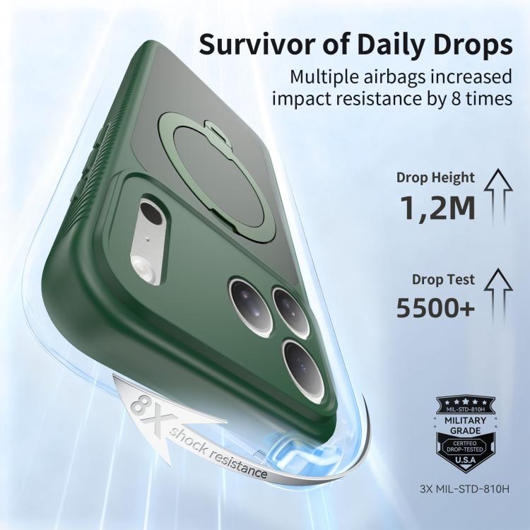 For iPhone 17 Pro Max Magnetic 360 Rotating Stand Airbag Shockproof Phone Case