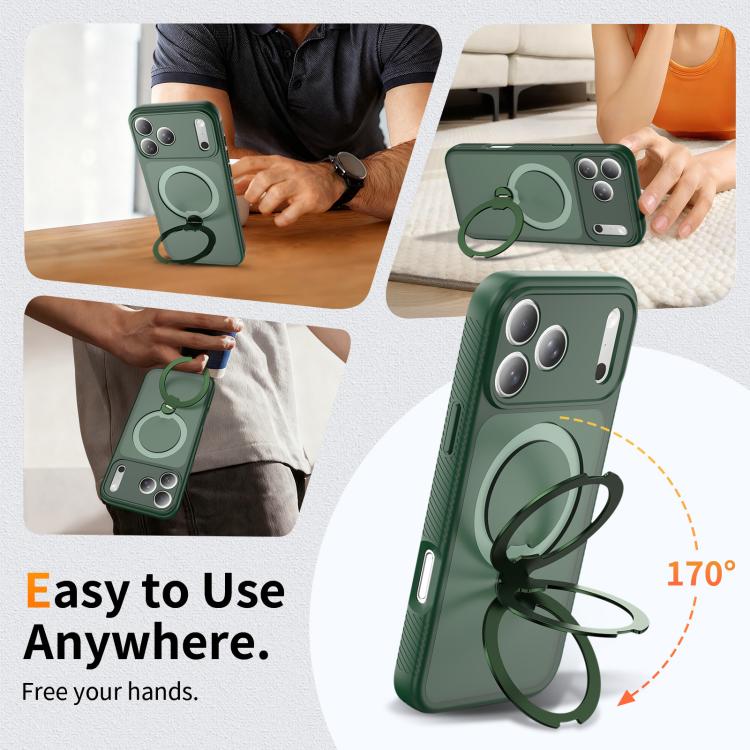 For iPhone 17 Pro Max Magnetic 360 Rotating Stand Airbag Shockproof Phone Case