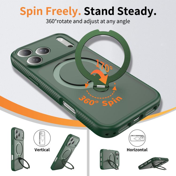 For iPhone 17 Pro Max Magnetic 360 Rotating Stand Airbag Shockproof Phone Case