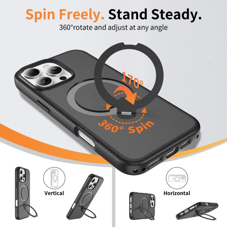 For iPhone 16 Pro Max Magnetic 360 Rotating Stand Airbag Shockproof Phone Case