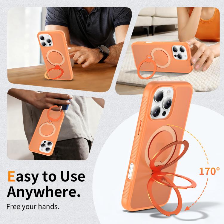 For iPhone 16 Pro Max Magnetic 360 Rotating Stand Airbag Shockproof Phone Case