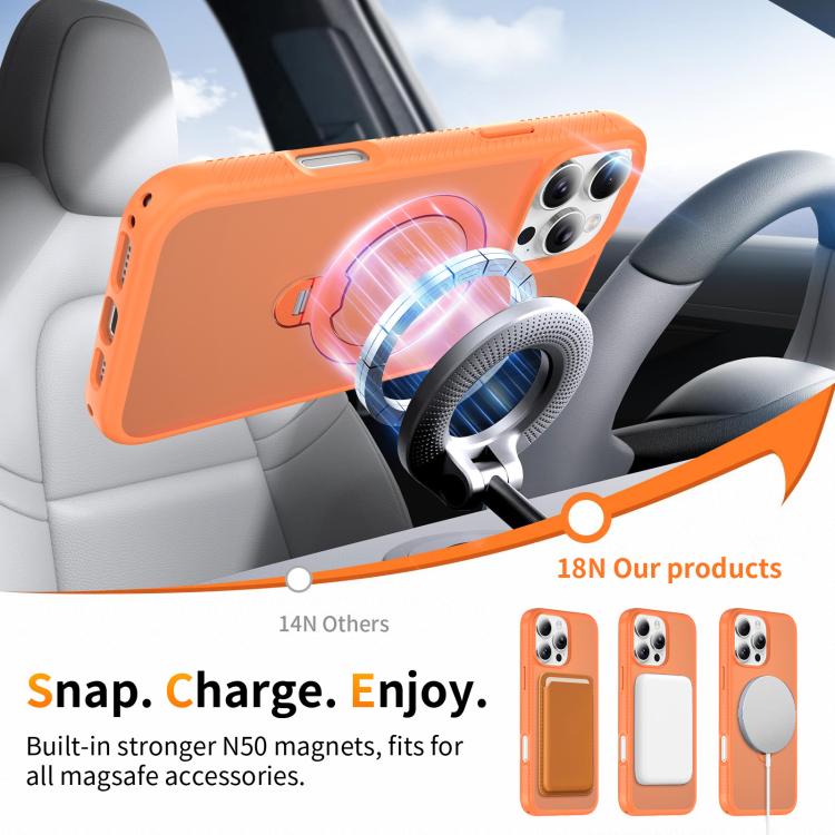 For iPhone 16 Pro Max Magnetic 360 Rotating Stand Airbag Shockproof Phone Case