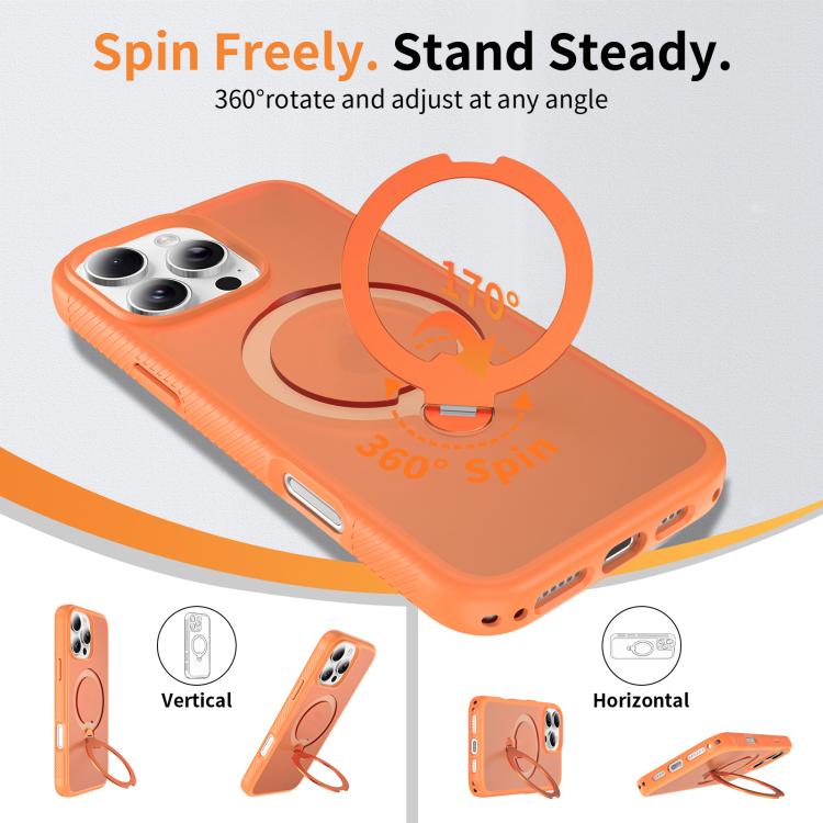 For iPhone 16 Pro Max Magnetic 360 Rotating Stand Airbag Shockproof Phone Case