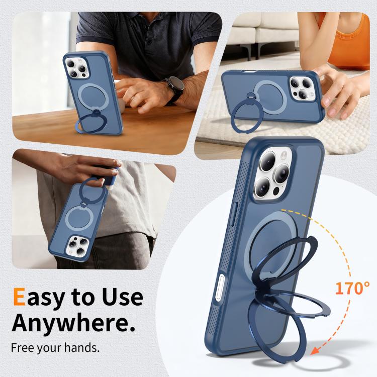 For iPhone 16 Pro Max Magnetic 360 Rotating Stand Airbag Shockproof Phone Case