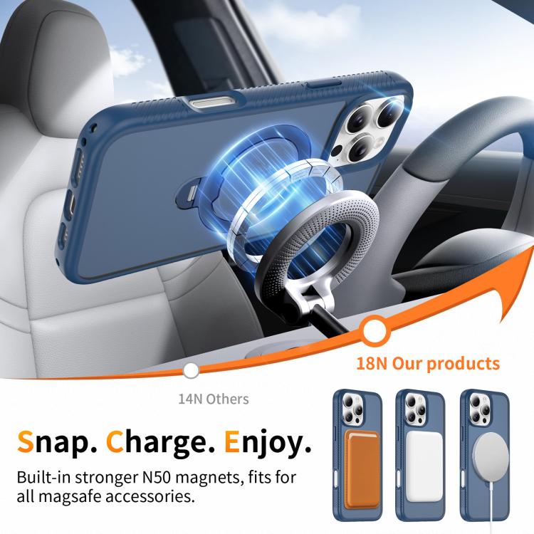 For iPhone 16 Pro Max Magnetic 360 Rotating Stand Airbag Shockproof Phone Case