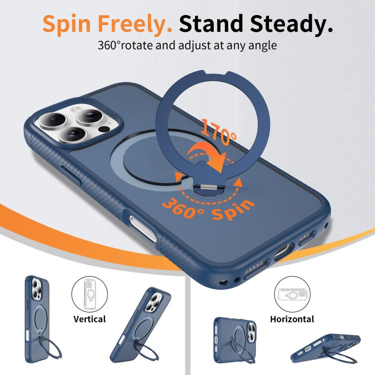For iPhone 16 Pro Max Magnetic 360 Rotating Stand Airbag Shockproof Phone Case