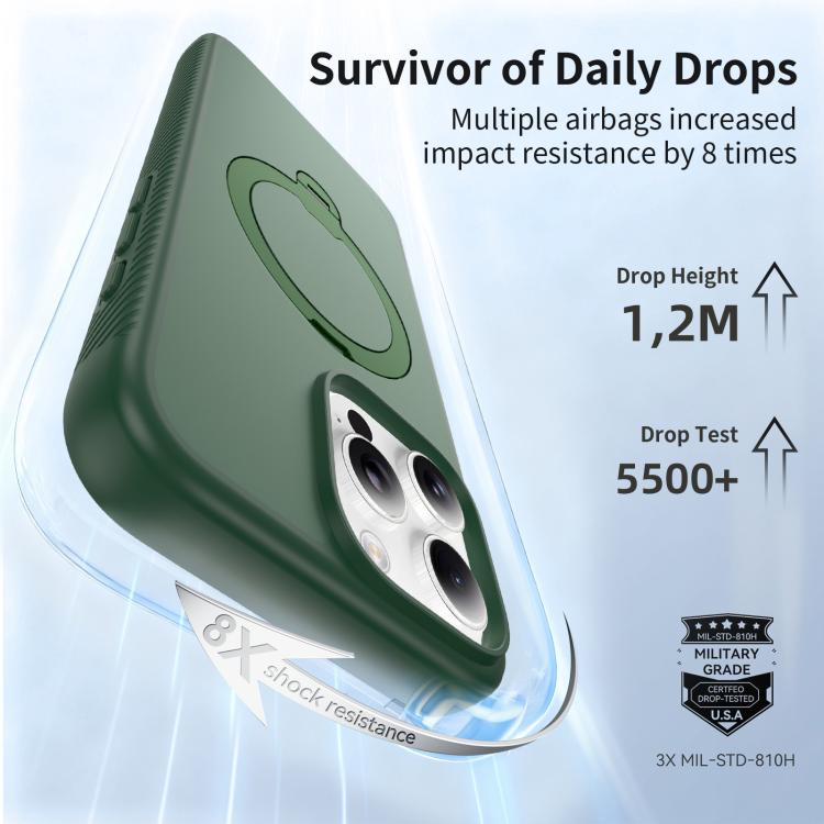 For iPhone 16 Pro Max Magnetic 360 Rotating Stand Airbag Shockproof Phone Case