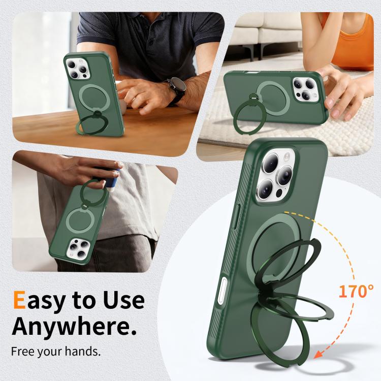 For iPhone 16 Pro Max Magnetic 360 Rotating Stand Airbag Shockproof Phone Case