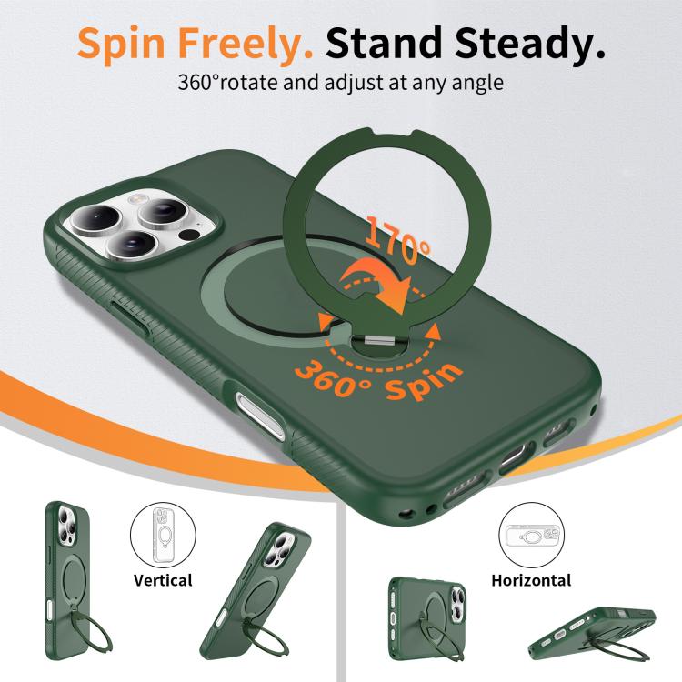 For iPhone 16 Pro Max Magnetic 360 Rotating Stand Airbag Shockproof Phone Case
