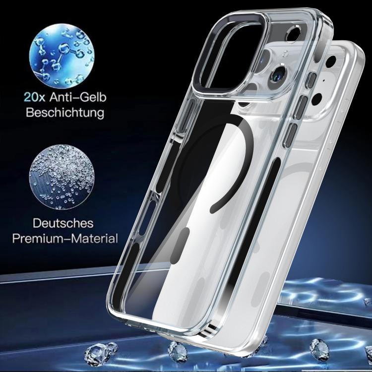 For iPhone 17 Pro Max Qicai Two-color Transparent Magnetic Phone Case