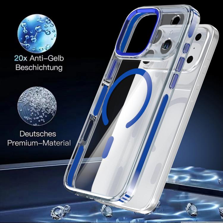 For iPhone 17 Pro Max Qicai Two-color Transparent Magnetic Phone Case