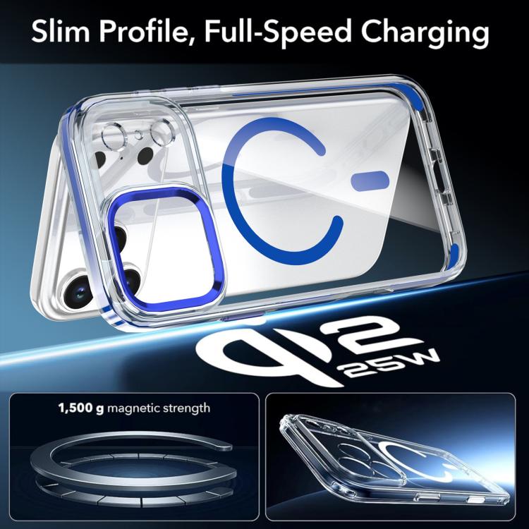 For iPhone 17 Pro Max Qicai Two-color Transparent Magnetic Phone Case
