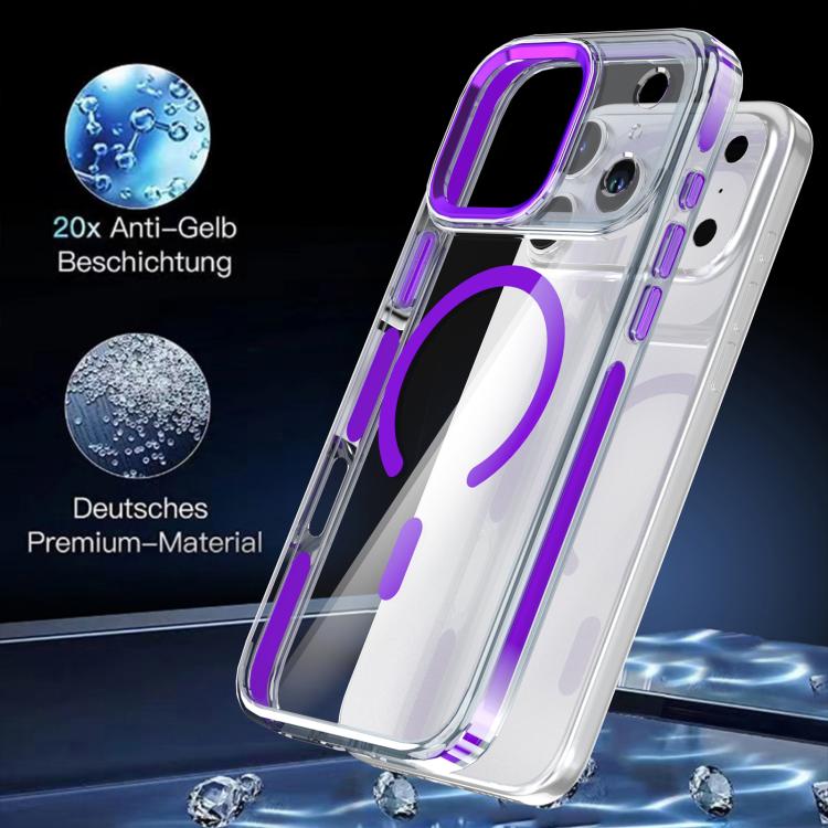 For iPhone 17 Pro Max Qicai Two-color Transparent Magnetic Phone Case