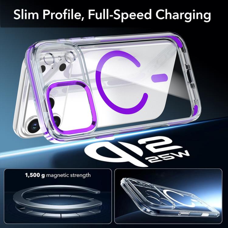 For iPhone 17 Pro Max Qicai Two-color Transparent Magnetic Phone Case