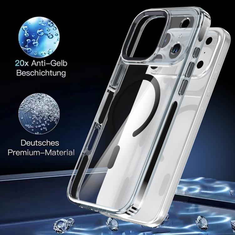 For iPhone 17 Pro Qicai Two-color Transparent Magnetic Phone Case