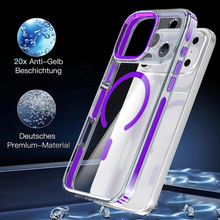 For iPhone 17 Pro Qicai Two-color Transparent Magnetic Phone Case