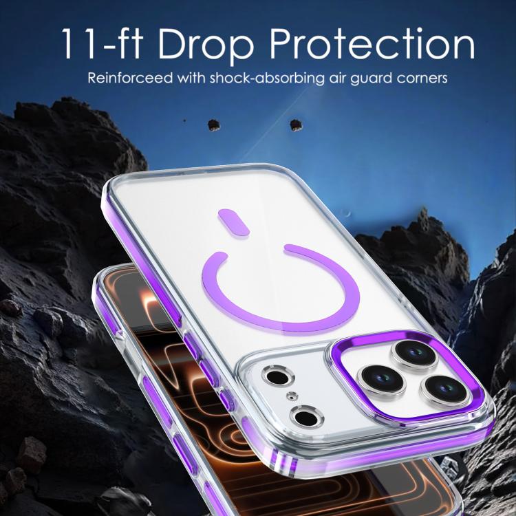 For iPhone 17 Pro Qicai Two-color Transparent Magnetic Phone Case