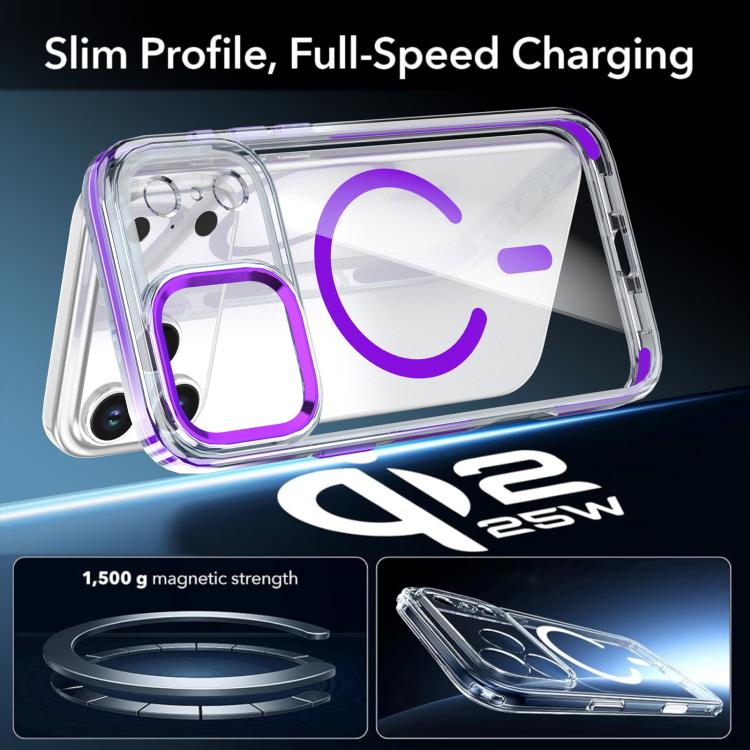For iPhone 17 Pro Qicai Two-color Transparent Magnetic Phone Case