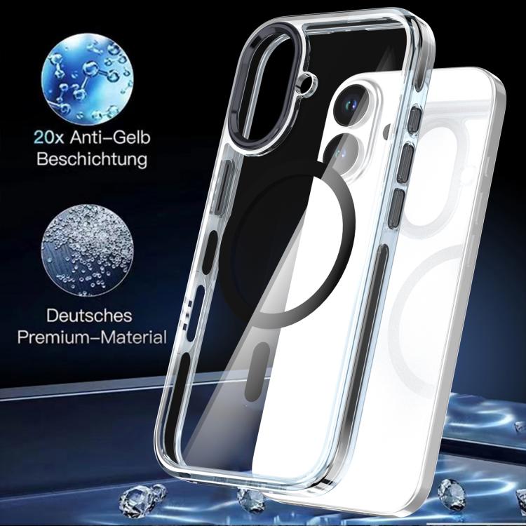 For iPhone 17 Qicai Two-color Transparent Magnetic Phone Case