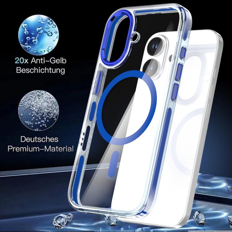 For iPhone 17 Qicai Two-color Transparent Magnetic Phone Case