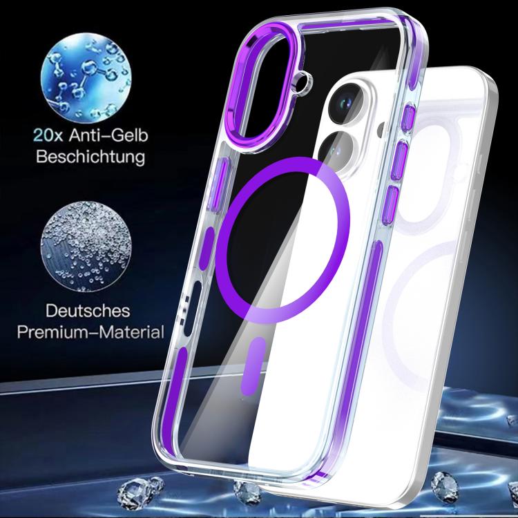 For iPhone 17 Qicai Two-color Transparent Magnetic Phone Case