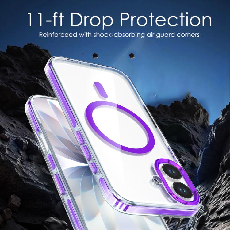 For iPhone 17 Qicai Two-color Transparent Magnetic Phone Case